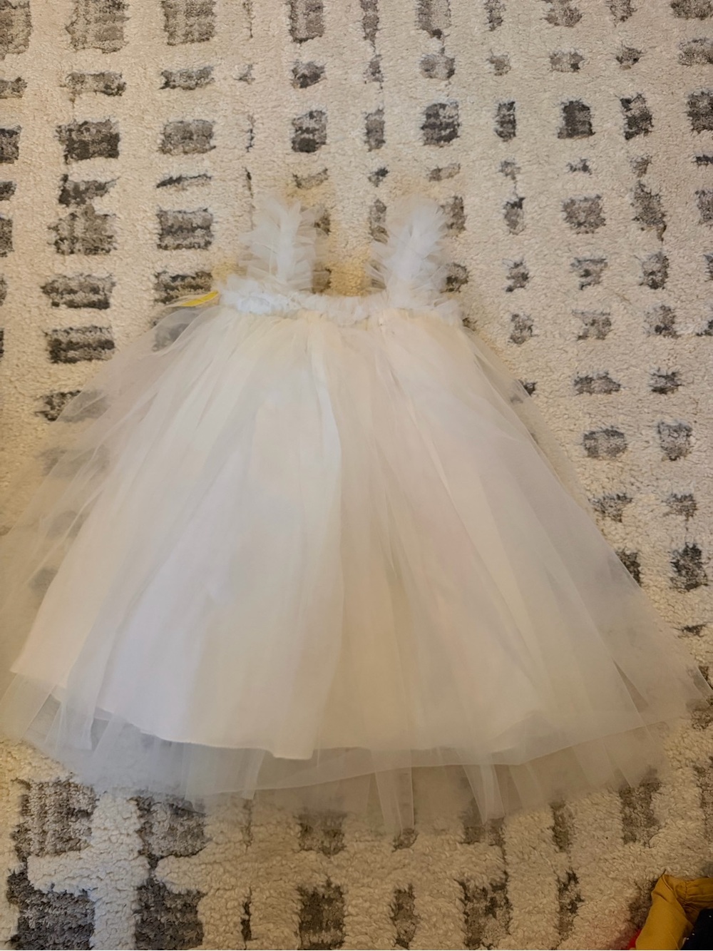 White Tulle Dress with Feather Strap Detail Best for Size XS